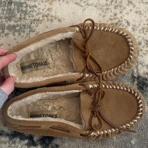 Minnetonka Tan Suede Moccasins